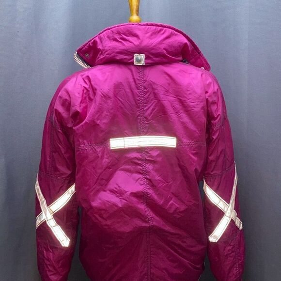Women Obermeyer Pink Ski Snow Jacket Zip Front Collar Hood Sz 10 - Picture 4 of 8